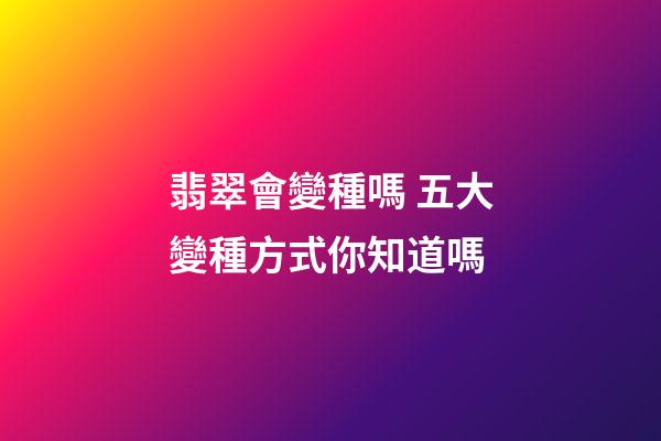 翡翠會變種嗎 五大變種方式你知道嗎